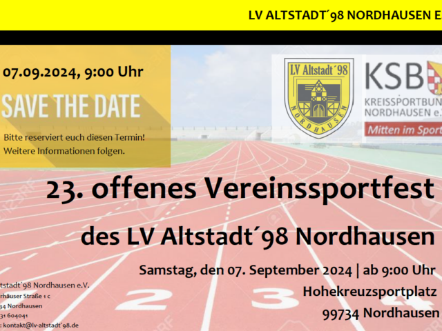 23. offenes Vereinssportfest des LV Altstadt´98 Nordhausen e.V. + Deutsches Sportabzeichen