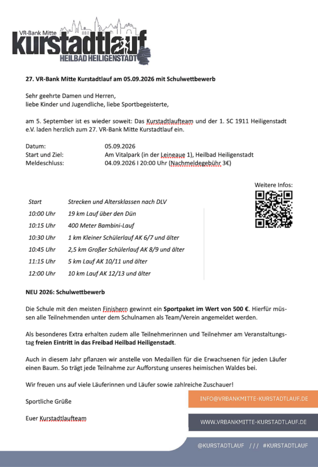 Kurstadtlauf Schulwettbewerb